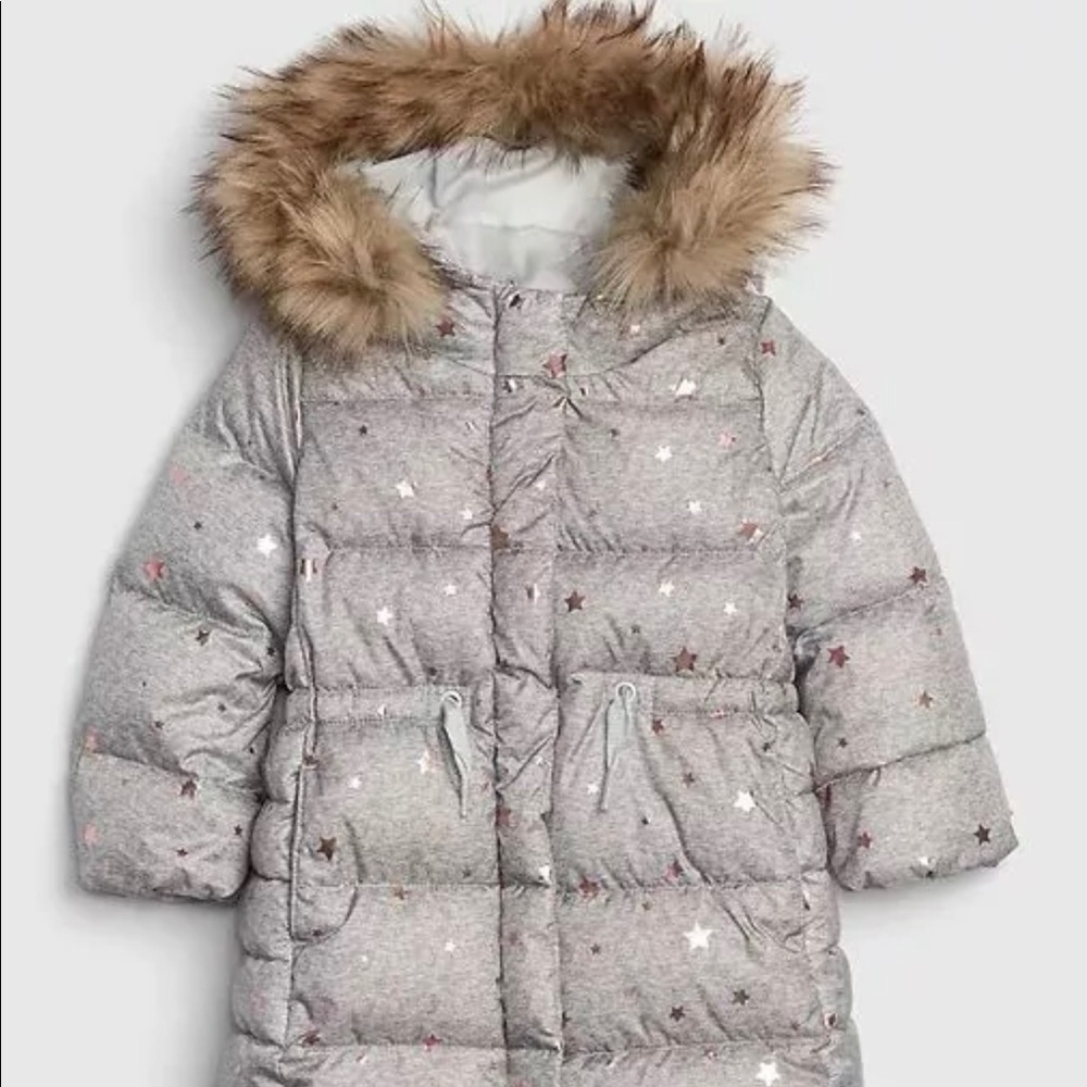Gap puffer - gray with stars 2T NWT